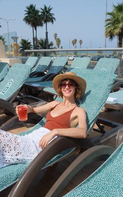 Model at the pool at Dan Panorama Tel Aviv