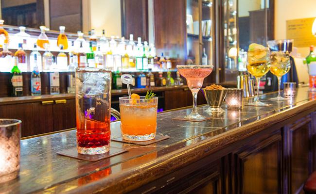 King David Hotel's Oriental Bar Cocktails at the bar counter