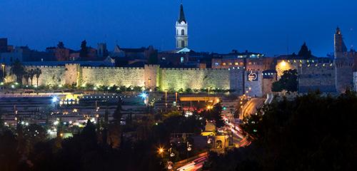 Jerusalem old city at night picture