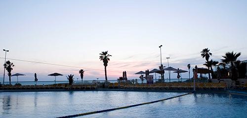 Swimming pool sunset